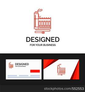 Business logo template for Consumption, resource, energy, factory, manufacturing. Orange Visiting Cards with Brand logo template. Vector EPS10 Abstract Template background