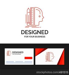Business logo template for Design, human, ruler, size, thinking. Orange Visiting Cards with Brand logo template. Vector EPS10 Abstract Template background