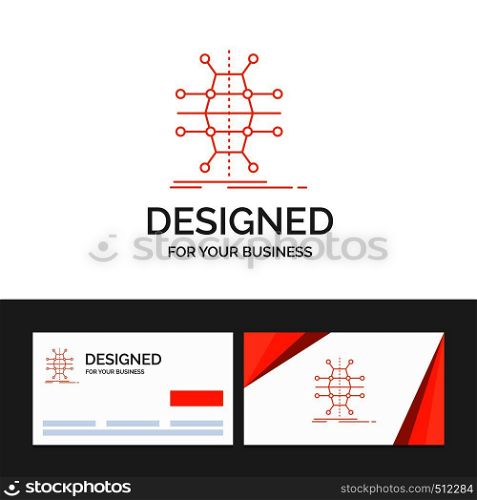 Business logo template for Distribution, grid, infrastructure, network, smart. Orange Visiting Cards with Brand logo template. Vector EPS10 Abstract Template background