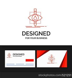 Business logo template for Ecology, monitoring, pollution, research, science. Orange Visiting Cards with Brand logo template. Vector EPS10 Abstract Template background