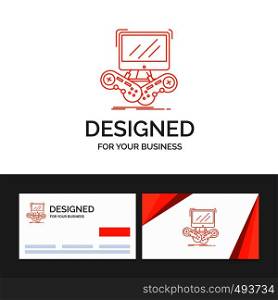 Business logo template for Game, gaming, internet, multiplayer, online. Orange Visiting Cards with Brand logo template. Vector EPS10 Abstract Template background