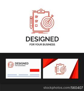 Business logo template for goals, report, analytics, target, achievement. Orange Visiting Cards with Brand logo template. Vector EPS10 Abstract Template background