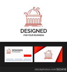 Business logo template for Library, school, education, learning, university. Orange Visiting Cards with Brand logo template. Vector EPS10 Abstract Template background