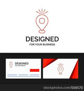 Business logo template for Location, Pin, Camping, holiday, map. Orange Visiting Cards with Brand logo template. Vector EPS10 Abstract Template background