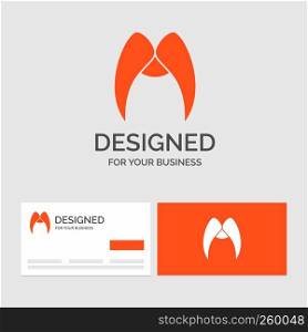 Business logo template for moustache, Hipster, movember, male, men. Orange Visiting Cards with Brand logo template.