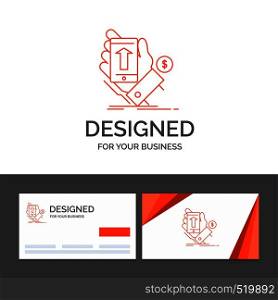 Business logo template for phone, hand, Shopping, smartphone, Currency. Orange Visiting Cards with Brand logo template. Vector EPS10 Abstract Template background