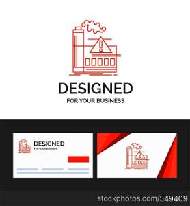 Business logo template for pollution, Factory, Air, Alert, industry. Orange Visiting Cards with Brand logo template. Vector EPS10 Abstract Template background