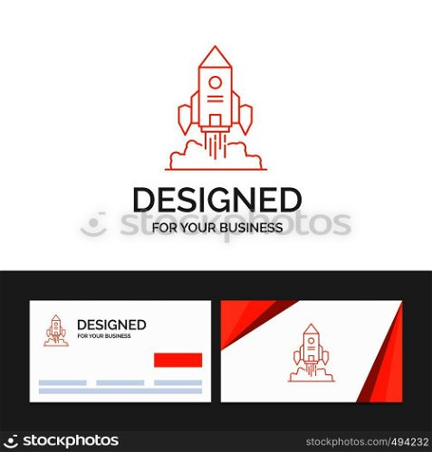 Business logo template for Rocket, spaceship, startup, launch, Game. Orange Visiting Cards with Brand logo template. Vector EPS10 Abstract Template background