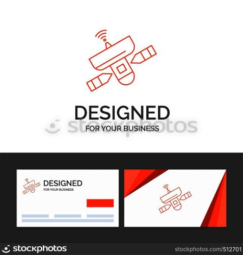 Business logo template for satellite, antenna, radar, space, Signal. Orange Visiting Cards with Brand logo template. Vector EPS10 Abstract Template background