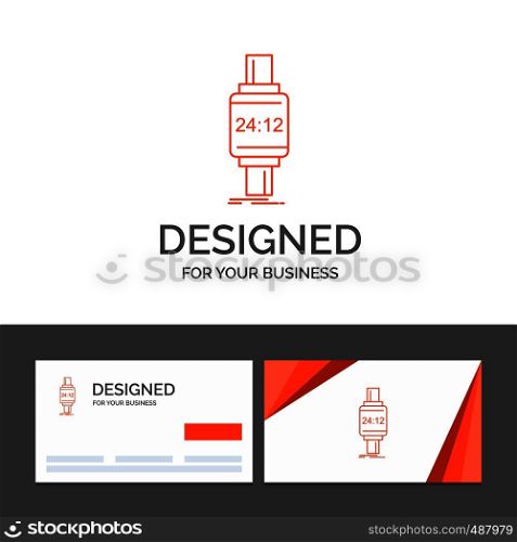 Business logo template for smart watch, smartwatch, watch, apple, android. Orange Visiting Cards with Brand logo template. Vector EPS10 Abstract Template background