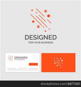 Business logo template for star, shooting star, falling, space, stars. Orange Visiting Cards with Brand logo template.