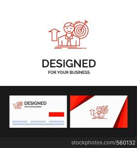 Business logo template for success, user, target, achieve, Growth. Orange Visiting Cards with Brand logo template. Vector EPS10 Abstract Template background