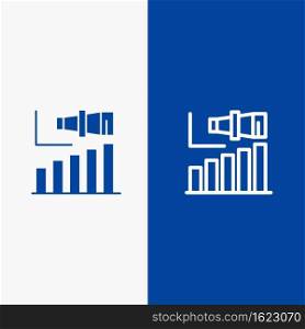 Business, Long, Modern, Term, Vision Line and Glyph Solid icon Blue banner Line and Glyph Solid icon Blue banner