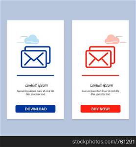 Business, Mail, Message Blue and Red Download and Buy Now web Widget Card Template