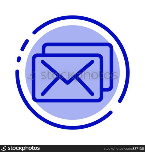 Business, Mail, Message Blue Dotted Line Line Icon