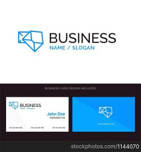 Business, Mail, Message, Open Blue Business logo and Business Card Template. Front and Back Design