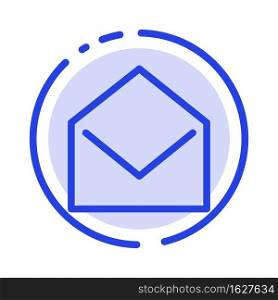 Business, Mail, Message, Open Blue Dotted Line Line Icon