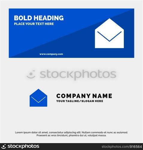 Business, Mail, Message, Open SOlid Icon Website Banner and Business Logo Template