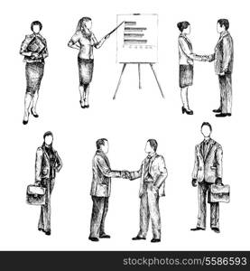 Business male female people sketch set isolated vector illustration
