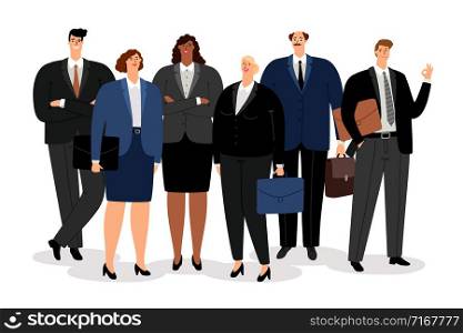 Business man and women in formal clothes, vector illustration. Business man and women