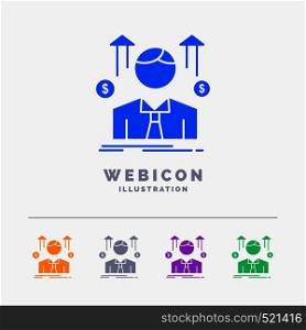 Business, man, avatar, employee, sales man 5 Color Glyph Web Icon Template isolated on white. Vector illustration. Vector EPS10 Abstract Template background