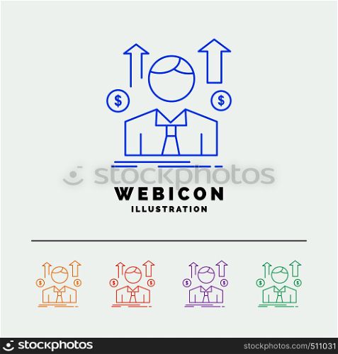 Business, man, avatar, employee, sales man 5 Color Line Web Icon Template isolated on white. Vector illustration. Vector EPS10 Abstract Template background