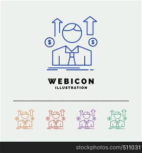 Business, man, avatar, employee, sales man 5 Color Line Web Icon Template isolated on white. Vector illustration. Vector EPS10 Abstract Template background
