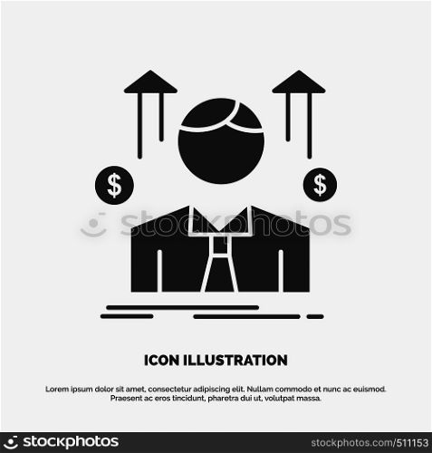 Business, man, avatar, employee, sales man Icon. glyph vector gray symbol for UI and UX, website or mobile application. Vector EPS10 Abstract Template background