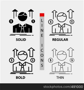 Business, man, avatar, employee, sales man Icon in Thin, Regular, Bold Line and Glyph Style. Vector illustration. Vector EPS10 Abstract Template background