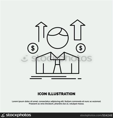 Business, man, avatar, employee, sales man Icon. Line vector gray symbol for UI and UX, website or mobile application. Vector EPS10 Abstract Template background