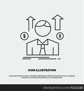 Business, man, avatar, employee, sales man Icon. Line vector gray symbol for UI and UX, website or mobile application. Vector EPS10 Abstract Template background