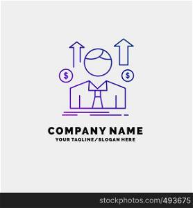 Business, man, avatar, employee, sales man Purple Business Logo Template. Place for Tagline. Vector EPS10 Abstract Template background