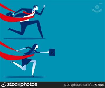 Business man, business woman successful in a finishing line. Concept business vector illustratio, Business character set.
