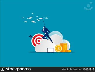 Business man catching money on cloud concept vector