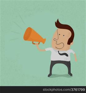 Business man cheer with a megaphone , eps10 vector format