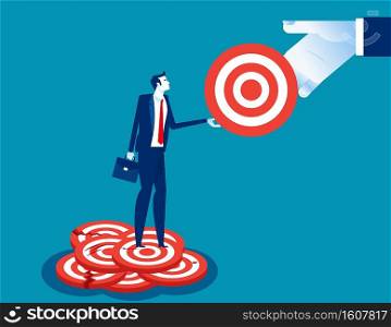 Business man chooses a perfect goal. Concept business goal vector illustration, Target