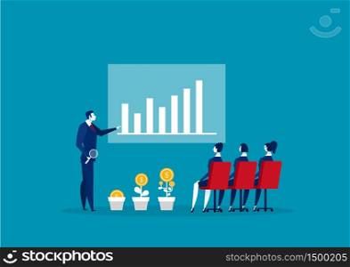 business man Conducts Training Course on Work Group and Woman.vector