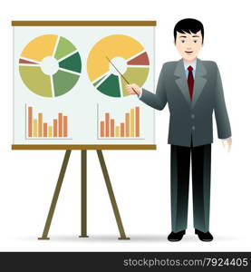 Business man giving a presentation. Isolated on white background.