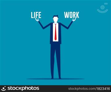 Business man holding life and work balance