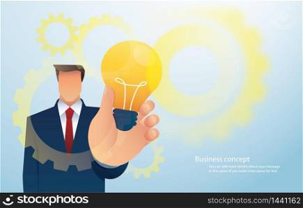 business man holding lightblub. creative concept. vector illustration EPS10