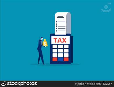 business man holding money for pay tax end year concept vector
