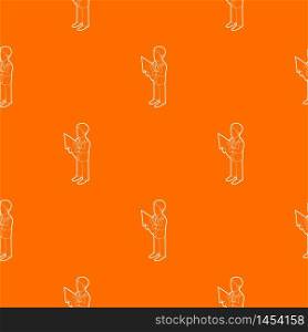Business man holding with arrow up pattern vector orange for any web design best. Business man holding with arrow up pattern vector orange