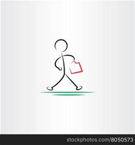 business man hurry walking vector icon black design