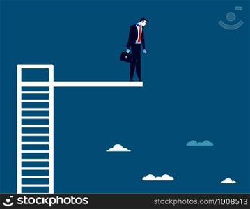 Business Man On Diving Board. Concept business vector illustration.
