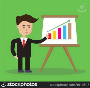 business man present graph on white board