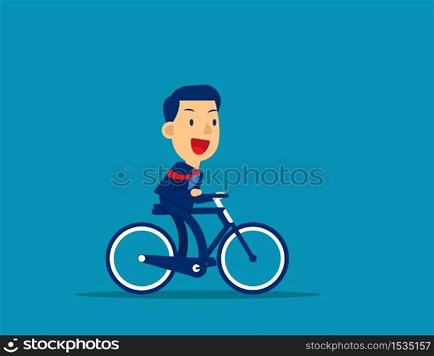 Business man ride bicycle. Concept cute business vector illustration, Transportation.