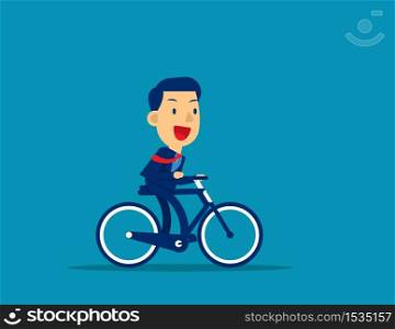 Business man ride bicycle. Concept cute business vector illustration, Transportation.