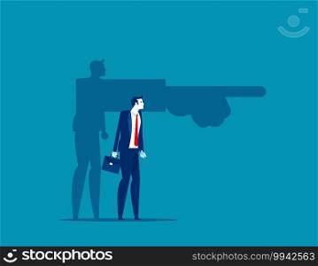 Business man shadow pointing a direction. Concept business direction vector illustration, Silhouette