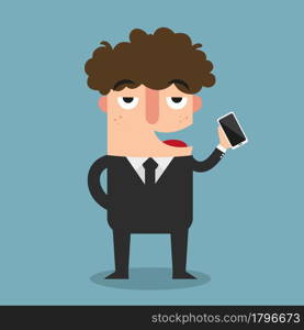 business man show his smart phone illustration, vector