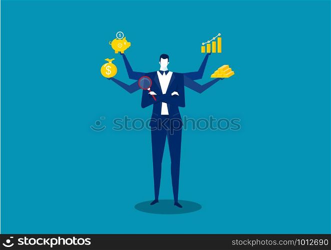 business man thinking for profit with icon invest vector